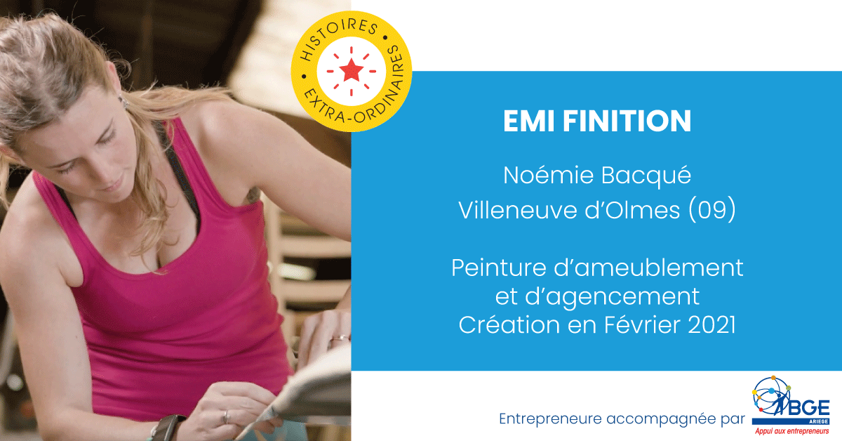 EMI-Finition-Noemie-Bacque, accompagnée par BGE Sud-Ouest en Ariège